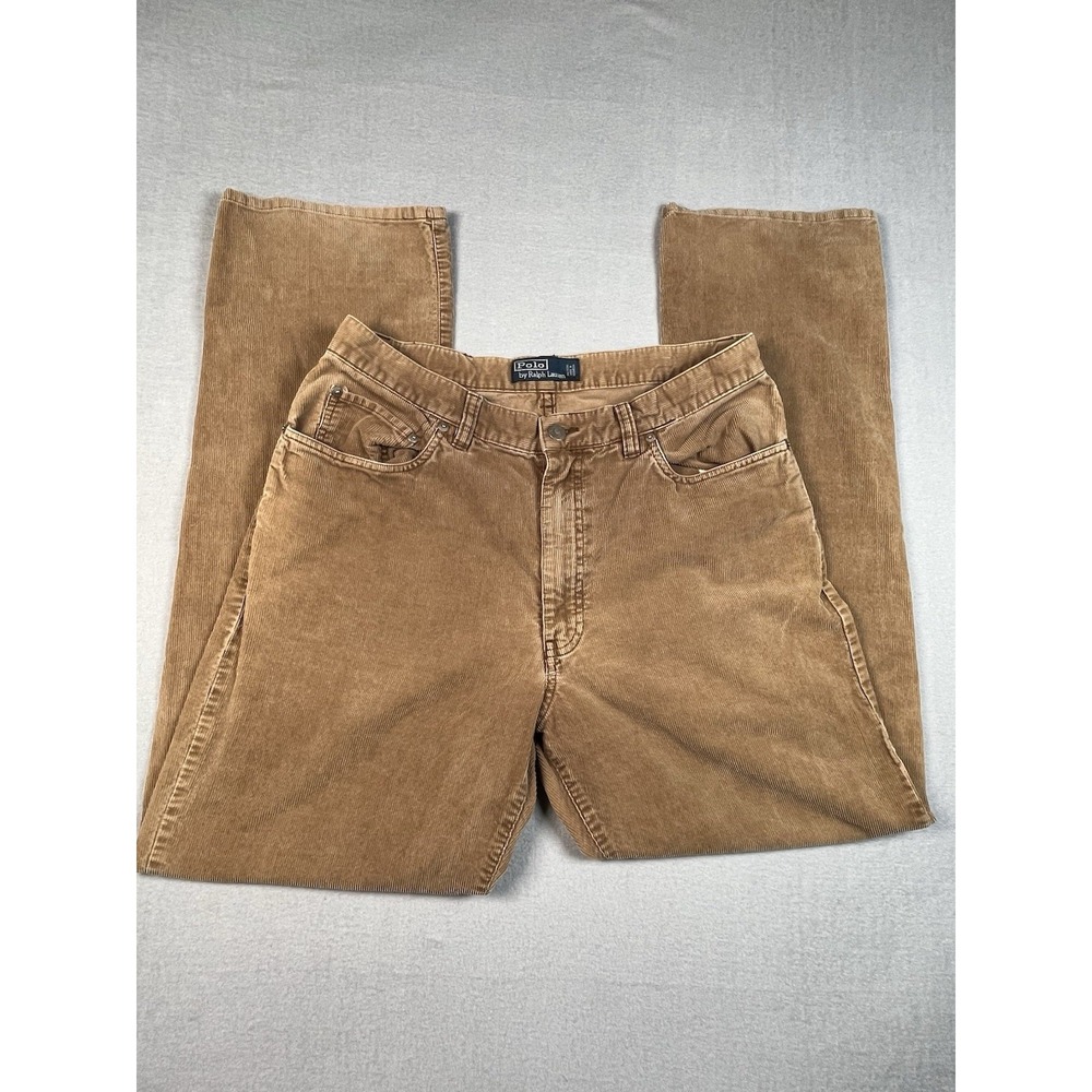 Vtg Polo Ralph Lauren Corduroy Pant Men 33 (30x31) Beige Classic Fit Dungarees